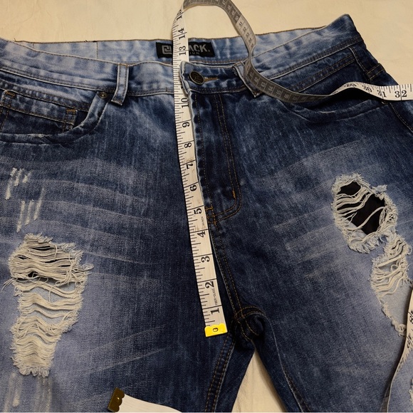 CJ Black Jeans Men's 34x34 Blue Denim Distressed Ripped Relaxed Straight Jeans - Picture 4 of 9